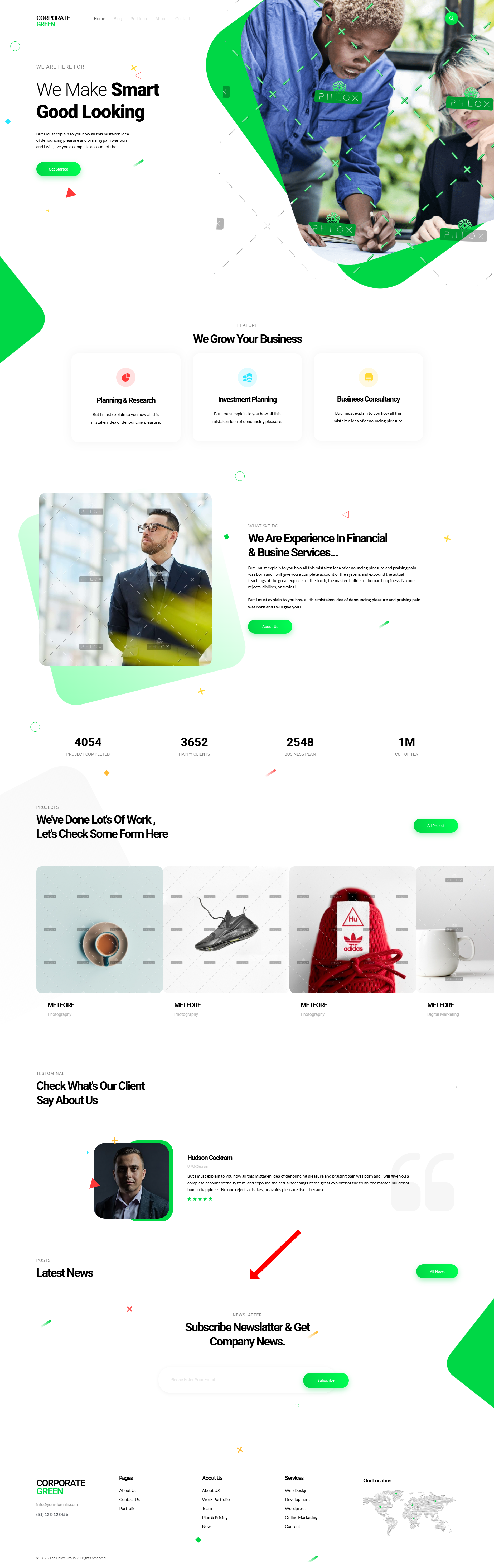 The Homepage of the website